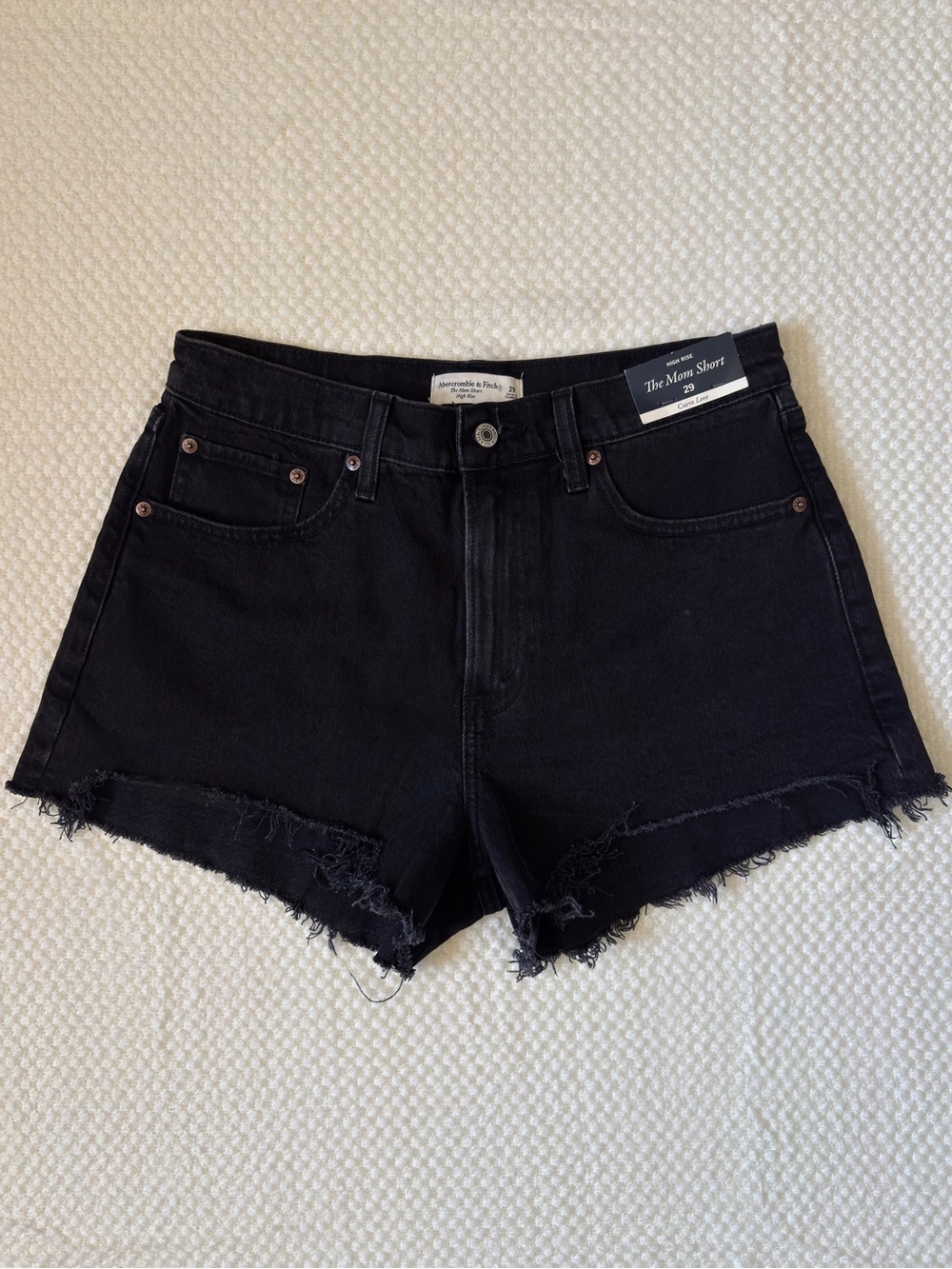 NWT Abercrombie & Fitch Curve Love High Rise Mom Short Washed Black Size 29